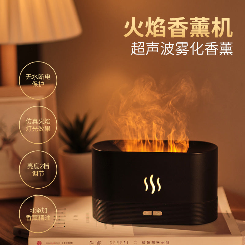 USB Simulation Flame Aroma Diffuser – 3D Flame Humidifier Atmosphere Light