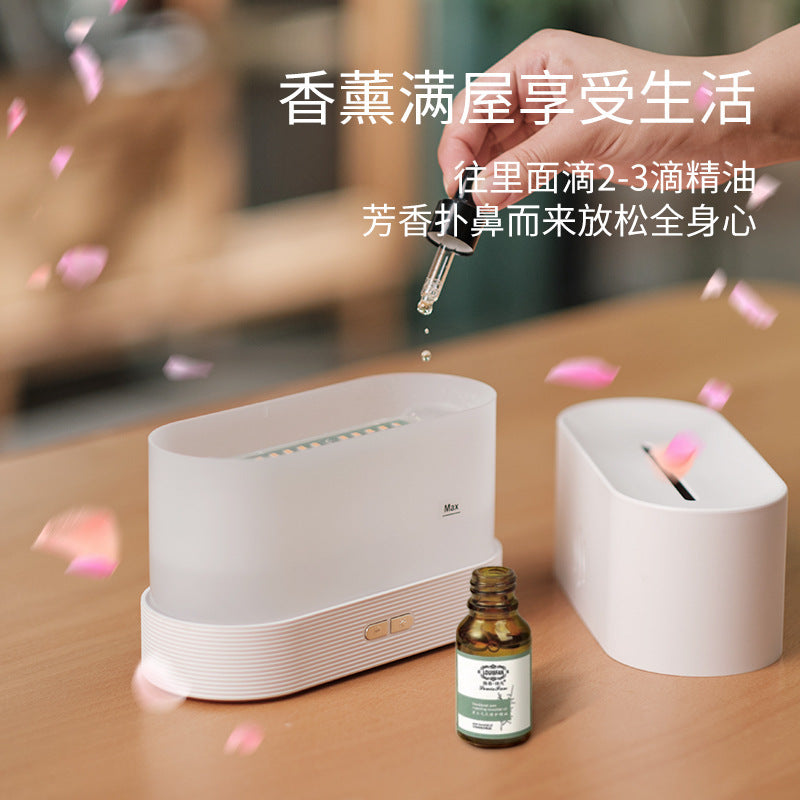 USB Simulation Flame Aroma Diffuser – 3D Flame Humidifier Atmosphere Light